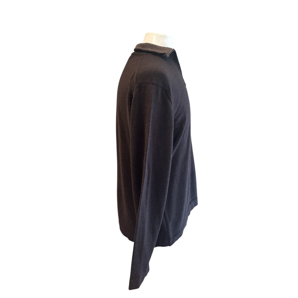 Mario Gilberti Made in Italy 100% Merino Wool Half-Zip Sweater XL Brown Pullover - Picture 5 of 10